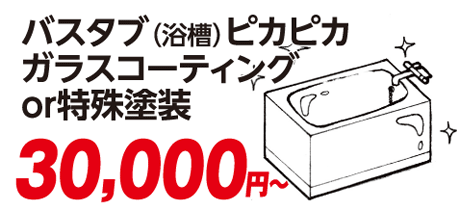 バスタブ（浴槽）ピカピカガラスコーティングor特殊塗装 30000円～